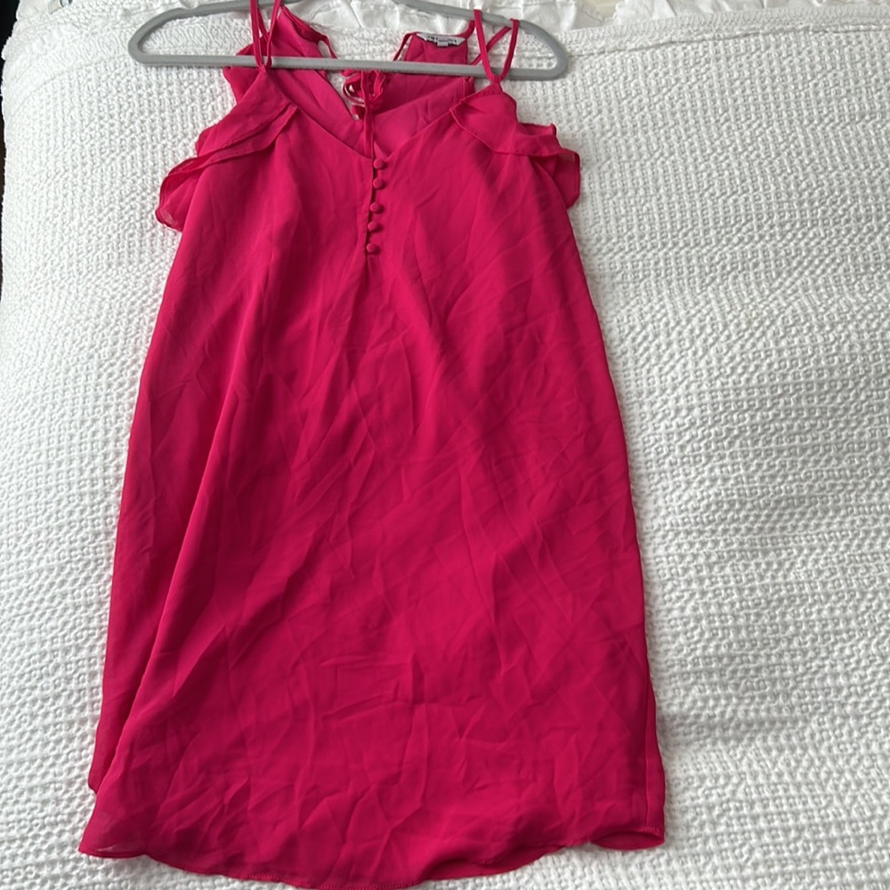 Hot pink, size small, short dress with button detail on back.